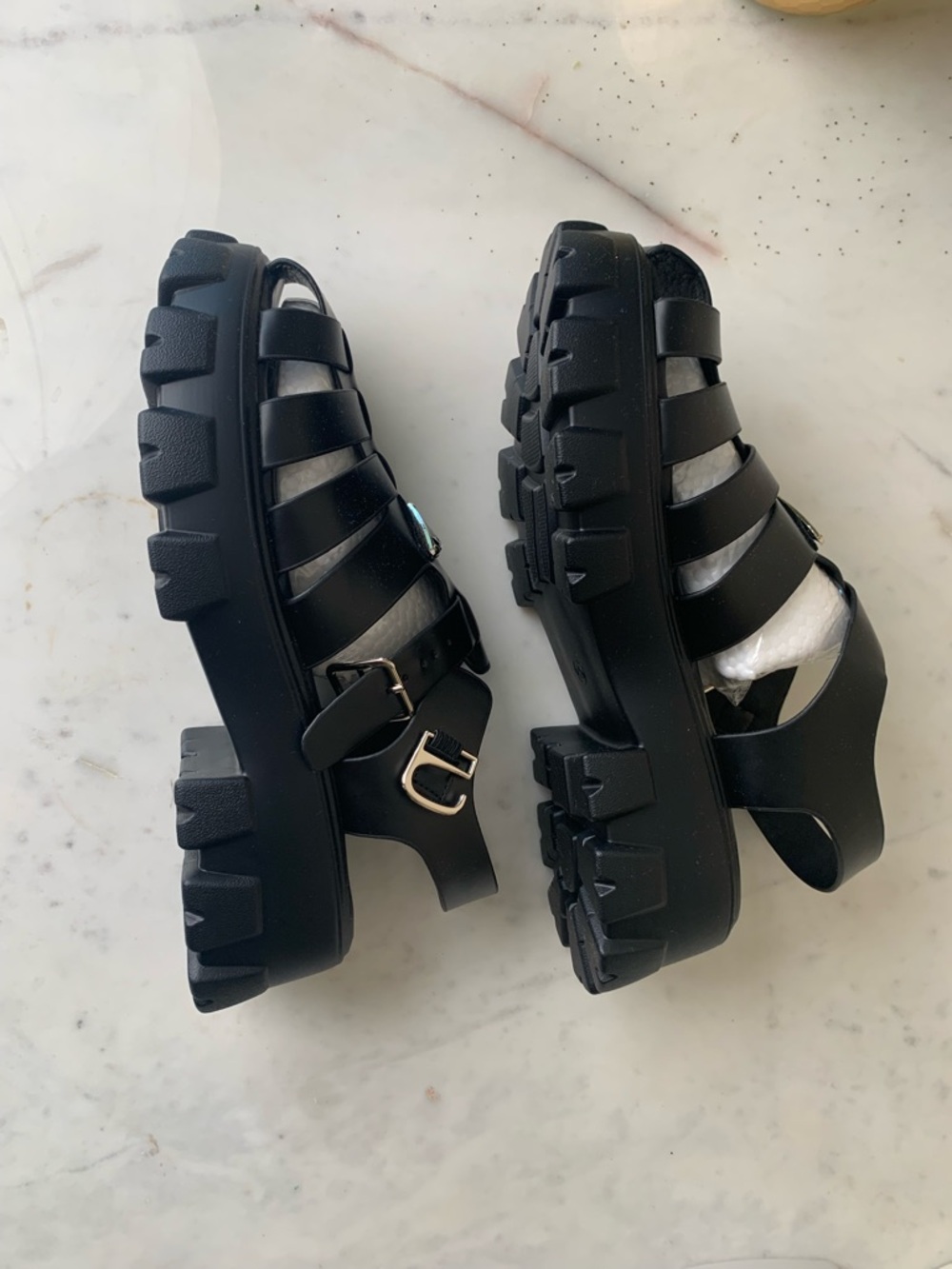 Black Jelly Fisherman Sandals - Picture 2 of 4